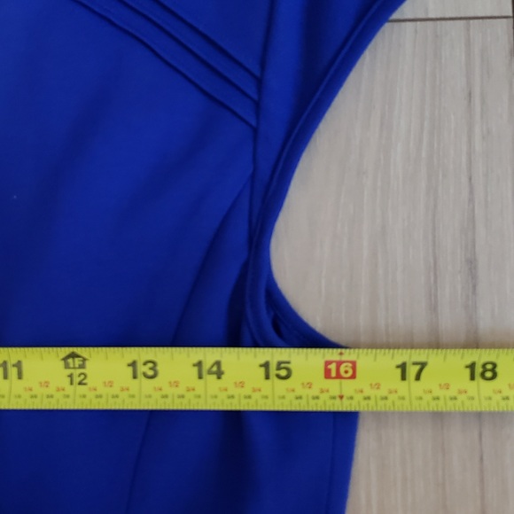 Eliza J Pintucked Waist Seamed Ponte Knit Fit & Flare Dress Blue Size 8 - Picture 7 of 11